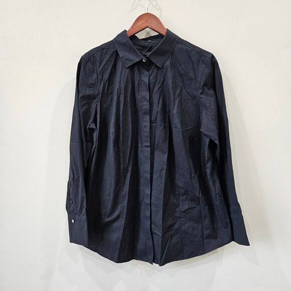 Talbots Button Down Shirt Petites 18WP Black Wrinkle Resistant Neutral Career - Picture 1 of 13